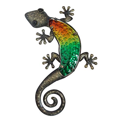 Comfy Hour Gecko Wall Art Collection 11-Inch Art Gecko Wall Decor, Brown & Green, Iron