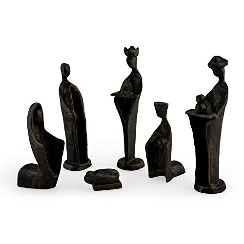 Danya B. ZI7108L Holiday Home Decor √ê Christmas Nativity Scene 6-Piece Cast-Iron Metal Figurine Set - The Holy Family and The Three Kings, Modern Nativity Christmas, Holiday, Housewarming Gift