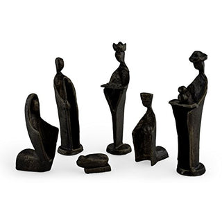 Danya B. ZI7108L Holiday Home Decor √ê Christmas Nativity Scene 6-Piece Cast-Iron Metal Figurine Set - The Holy Family and The Three Kings, Modern Nativity Christmas, Holiday, Housewarming Gift