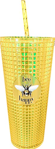Spoontiques 19575 Bee Happy Diamond Cup with Straw