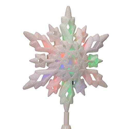 Kurt Adler Adler JEL0310M 10" Red/Green/Blue LED Glitter Snowflake Tree Topper
