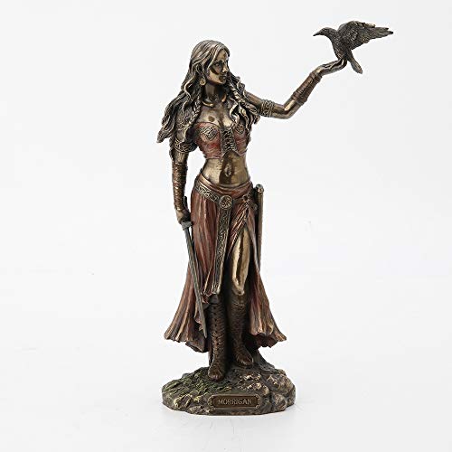 Unicorn Studio Resin Statues Morrigan The Celtic Goddess of Battle W/Crow & Sword Bronze Finish Statue 6.5 X 10.25 X 3 Inches Bronze