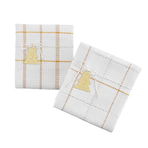 Mud Pie  Waffle Dish Cloths, 26" x 18",Gold/Silver