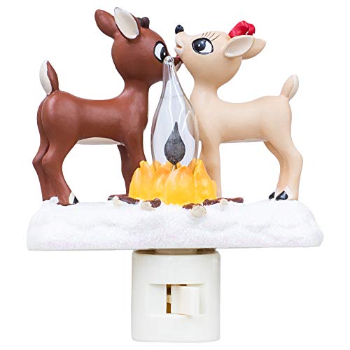 Roman Rudolph the Red Nosed Reindeer Night Light with Flickering Flame, 5 1/4 Inch
