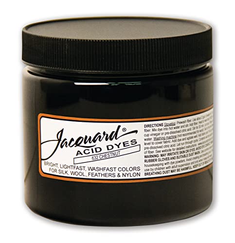 Jacquard Acid Dye for Wool, Silk and Other Protein Fibers, 8 Ounce Jar, Concentrated Powder, Chestnut 632