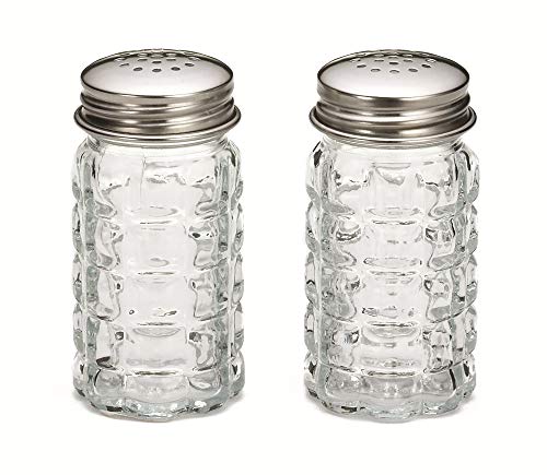 Tablecraft Nostalgia Glass Salt and Pepper Shakers with S/S Tops