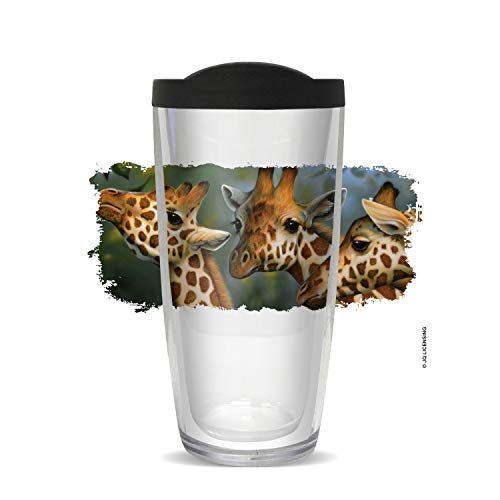 Freeheart Giraffe, Black Lid Tumbler Cup 16 Oz, Temperature Retention, Thermal Insulated, Dishwasher and Microwave Safe, JQ Collection