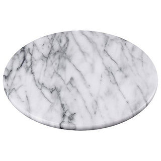 Creative Home Natural Marble Round Trivet Cheese Board Dessert Serving Plate, 8" Diam, Off-White (patterns may vary)