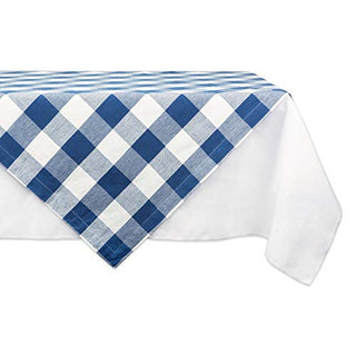 DII Design Buffalo Check Collection, Classic Farmhouse Tablecloth, Table Topper, 40x40, Navy & Cream