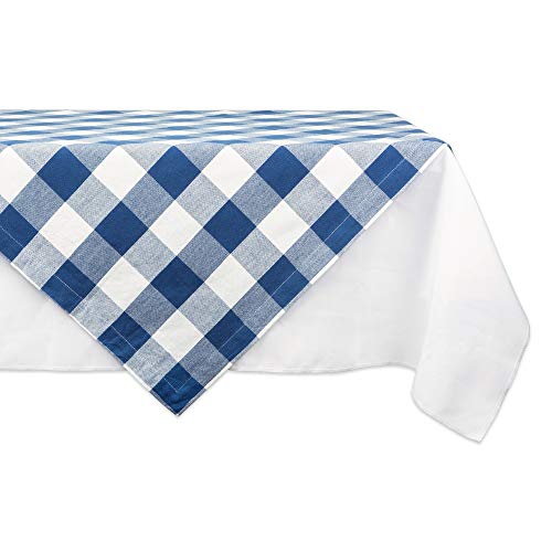 DII Design Buffalo Check Collection, Classic Farmhouse Tablecloth, Table Topper, 40x40, Navy & Cream