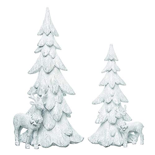 Transpac M2227 Christmas Tree Decor, Set of 2, 9.25-inch Height, Resin