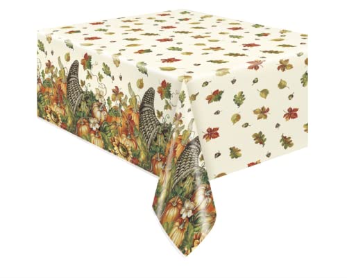 Unique Industries Unique Pumpkin Harvest Plastic Party Table Cover, 54" x 84", 1ct