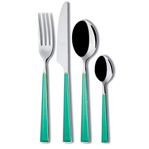 Mepra Primavera Cutlery Set ‚Äö√Ñ√¨ [24 Piece Set], Aquamarine, Mirror Finish, Dishwasher Safe Cutlery for Fine Dining