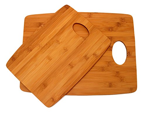 Lipper International 869 Bamboo Wood Thin Kitchen Cutting Boards with Oval Hole in Center, Set of 2 Boards, 9" x 12" and 11-1/2" x 15"