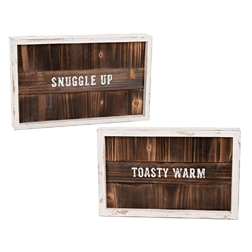 Blossom Bucket Toasty Warm and Snuggle up Two-Sided Sign, 11.75-inch Length