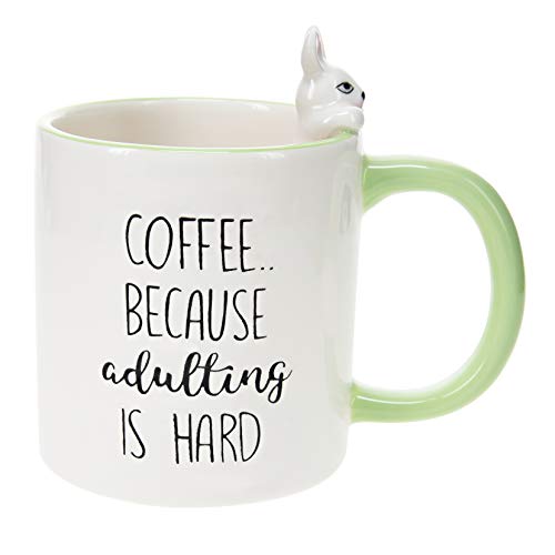 Pavilion Gift Company Adulting Is Hard-Bunny Green 17oz Dolomite Coffee Cup Mug