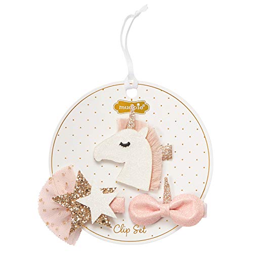 Mud Pie Unicorn Clip Set,0.9 x 4.5cm x 12.9cm, Pink
