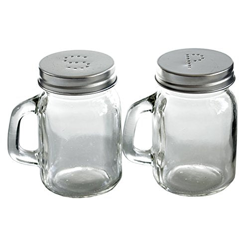Grant Howard Glass Mini Mason 4 Ounce Salt and Pepper Shaker, Set of 2