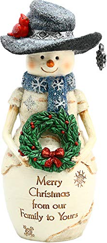 Pavilion Gift Company Pavilion-Merry Christmas from Our Family to Yours-6 Inch Collectible BirchHearts Snowman Figurines, 6", White