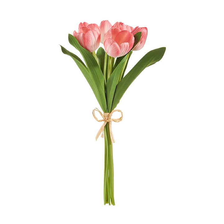 RAZ Imports Real Touch Tulip Bundle, Pink, 15 inches