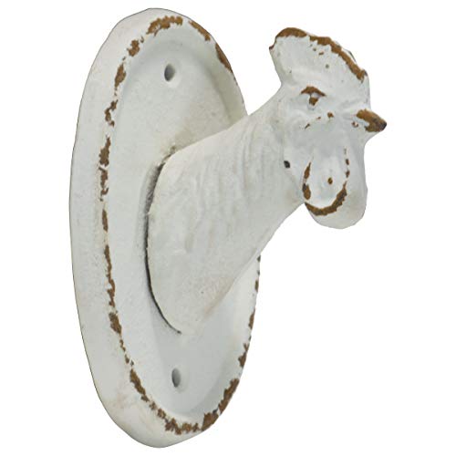 Foreside Home & Garden Rustic Antique White Metal Hen Wall Bust D√©cor