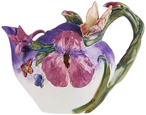 Blue Sky Clayworks Clayworks Blue Bella Violet Butterfly Teapot, 9.5 x 6 x 7"