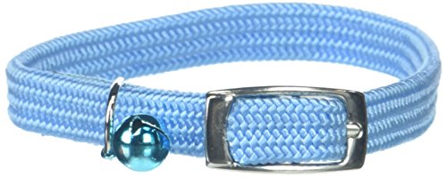 OmniPet Kool Kat Elastic Cat Safety Collar with Bell, Light Blue, 10"