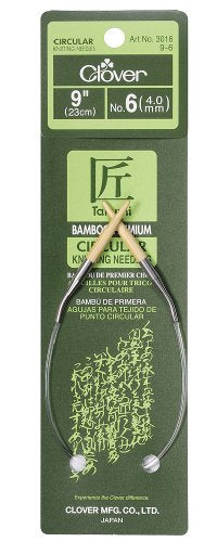 CLOVER Bamboo Circular Knitting Needles Takumi, 9-Inch Size 6