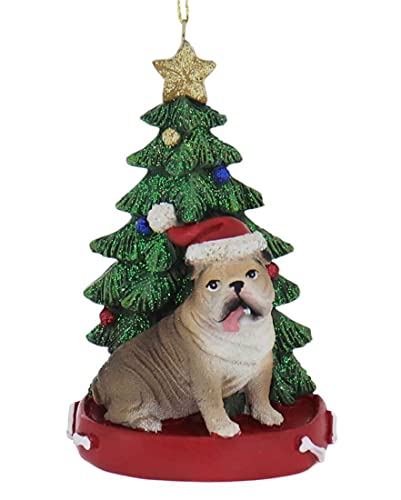 Kurt Adler 4.25" Resin Bulldog With Tree Ornament