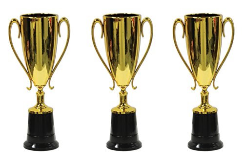 Beistle Bristle S57379Az3 Trophy Cup Awards 3 Piece, 8.5", Gold/Black