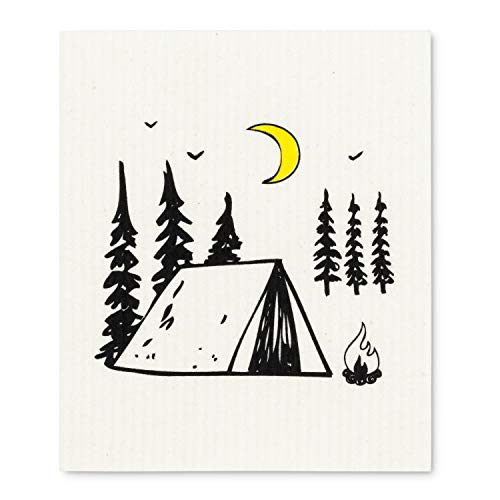 Abbott Collection  84-ASD-AB-16 S/2 Camping Motif Dish Cloth-6.5x8 l, Multi Colour