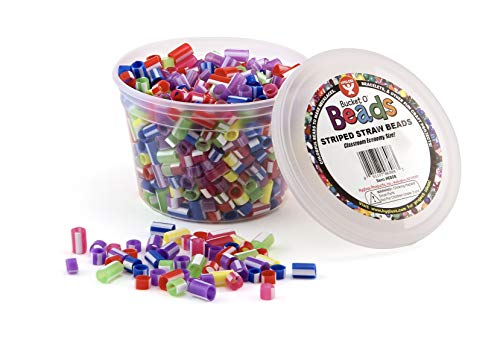 Hygloss Products 6808 Bucket O'Beads Class Economy 700 Striped Straw, Multi