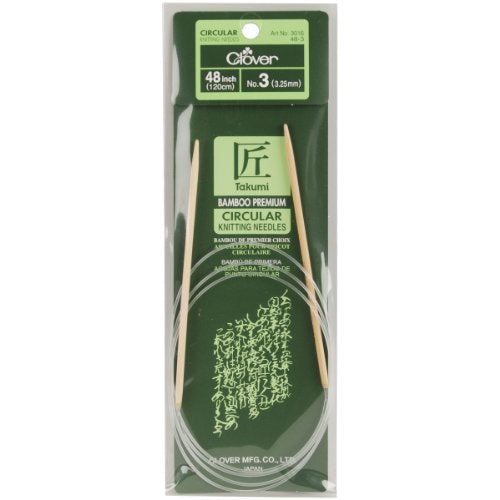 Clover Takumi Bamboo Circular 48-Inch Knitting Needles, Size 3