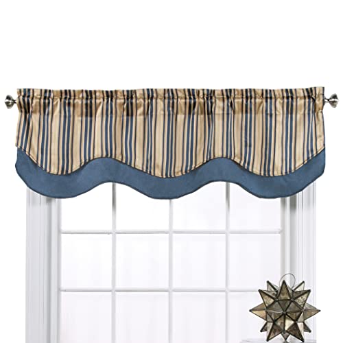 Belle Maison Windsor Jaquard Layered Valance Color: Blue