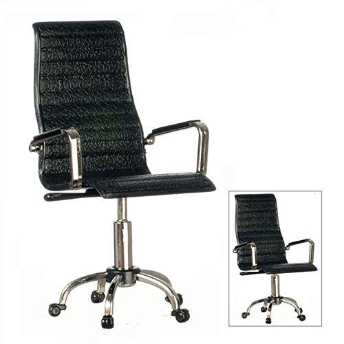 Aztec Imports Melody Jane Dollhouse Directors Desk Chair Black & Chrome Modern Office Study Furniture