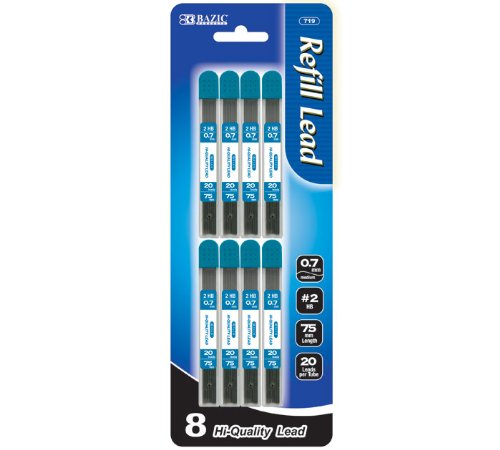 BAZIC 20 Count 0.7 Millimeters Mechanical Pencil Leads 8 Per Pack ,Black
