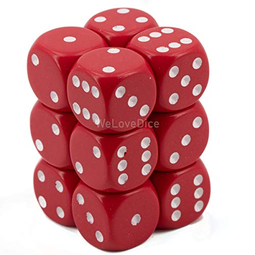 DND Dice Set-Chessex D&D Dice-12mm Opaque Red and White Plastic Polyhedral Dice Set-Dungeons and Dragons Dice Includes 12Dice - D6