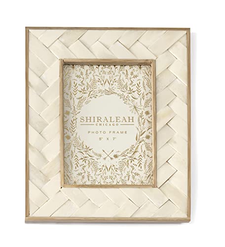 Ariston Ivory and Gold Braided 5X7 Picture Frame - Shiraleah