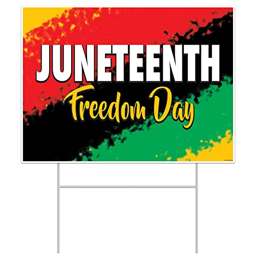 Beistle Corrugated Plastic Outdoor Juneteenth Yard Sign Lawn D‚Äö√†√∂¬¨¬©cor with Metal Stake for June 19th Independence Freedom Day History Party Decorations, 11.5" x 15.5", Red/Black/Green/Yellow/White