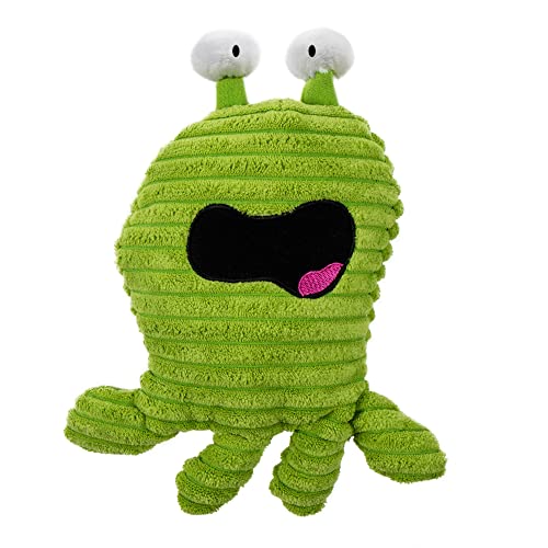 Worldwise goDog PlayClean Germs Squeaky Plush Dog Toy with Odor-Eliminating Essential Oils, Chew Guard Technology - Green, Large