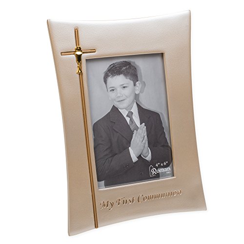 Roman My First Communion Goldtone 6.5 x 9 Inch Resin Stone Easelback Picture Frame