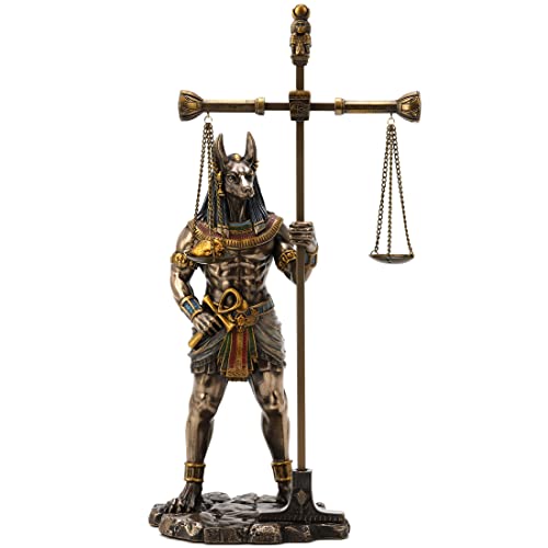Veronese Design 13" Anubis Weighing The Heart On Scale Resin Sculpture Bronze Finish Egyptian Statue