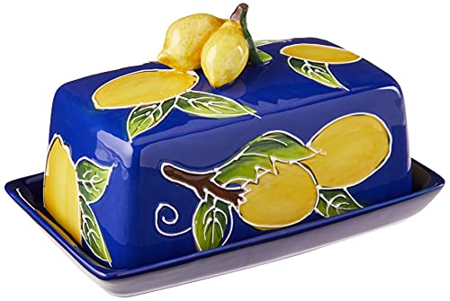 Blue Sky Clayworks Clayworks Lemon Butter Dish, Multicolor