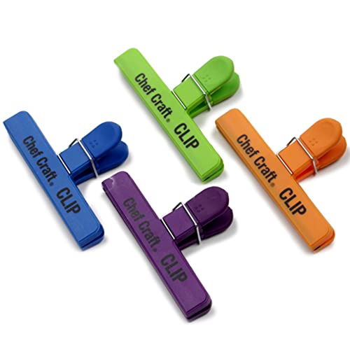 Chef Craft Select Plastic Large Bag Clips, 6 inch 4 piece set, Color May Vary