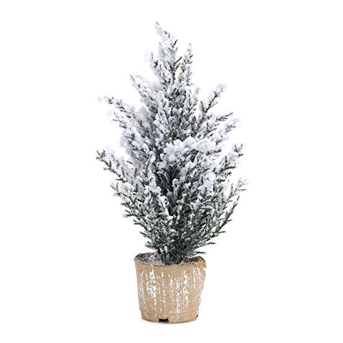 Melrose 83224 Potted Snowy Pine Tree, 12-inch Height, Plastic and Paper