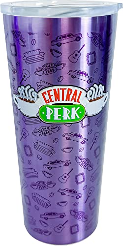 Spoontiques - Central Perk Stainless Travel Mug - Insulated Travel Mugs - Stainless Steel Drink Cup‚ÄØwith Travel Lid and Sliding Lock - Holds Hot and Cold Beverages