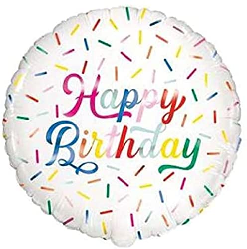 Unique Industries Colorful"Happy Birthday" Sprinkles Round Foil Balloon - 1 Pc