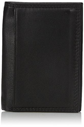 JYS Enterprise Buxton Men's Emblem - Leather Id Threefold Wallet, black, One Size