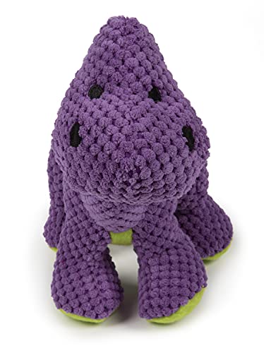 Worldwise goDog Dinos Bruto Checkers with Chew Guard Technology Plush Dog Toy, Large, Purple