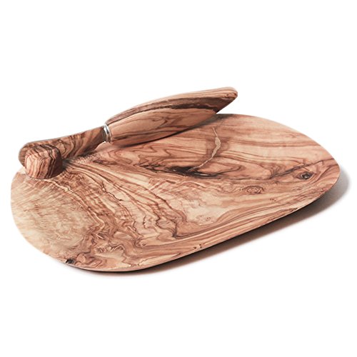 Browne & Co Berard Olive-Wood Handcrafted Butter Dish and Knife